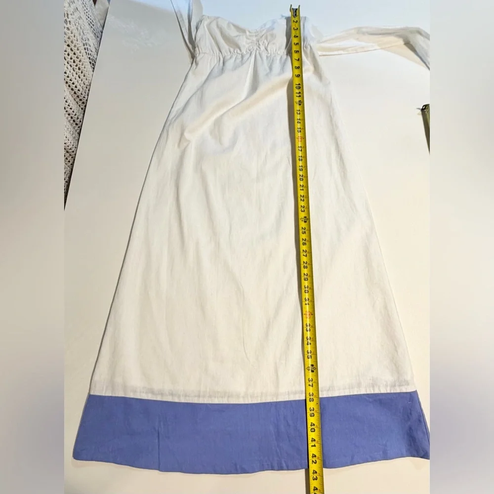 VINTAGE Tommy Bahama linen cotton‎ strapless dress long maxi smocked bow waist